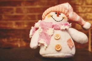 knitted snowman on mantle